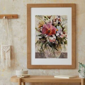 rotes Blumenaquarell