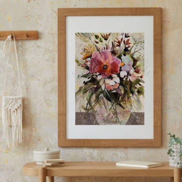 rotes Blumenaquarell