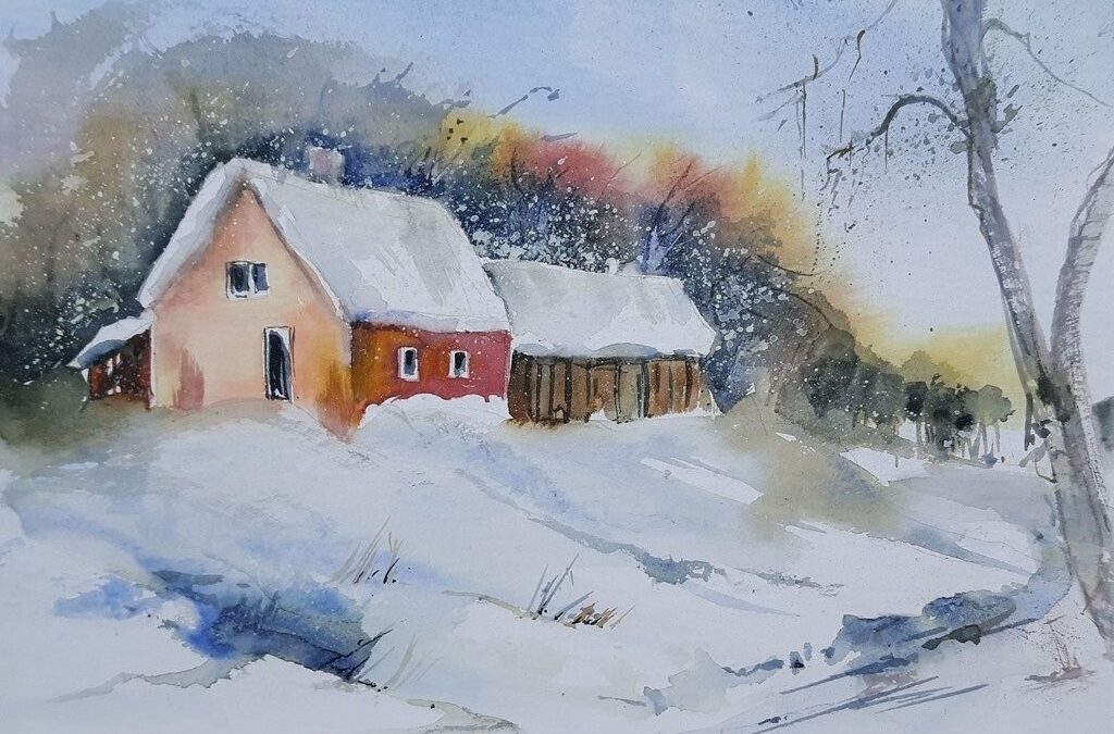 tief verschneit Wintermalerei